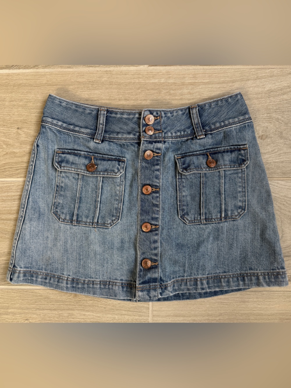 Abercrombie & Fitch Womens Y2K Denim Cargo Mini Skirt Size 2 Blue Utility Pocket
